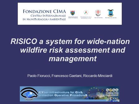 RISICO a system for wide-nation wildfire risk assessment and management Paolo Fiorucci, Francesco Gaetani, Riccardo Minciardi.