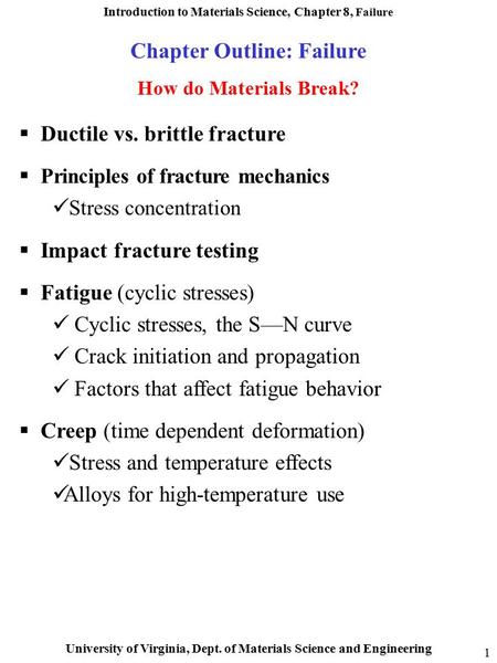 Chapter Outline: Failure