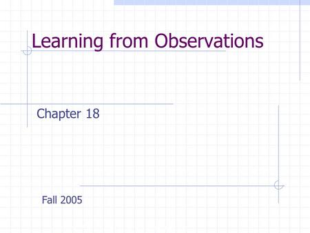 Learning from Observations Copyright, 1996 © Dale Carnegie & Associates, Inc. Chapter 18 Fall 2005.