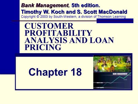 CUSTOMER PROFITABILITY ANALYSIS AND LOAN PRICING