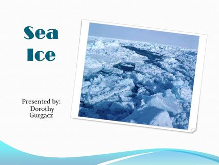 Sea Ice Presented by: Dorothy Gurgacz.