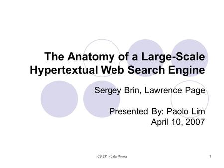 The Anatomy of a Large-Scale Hypertextual Web Search Engine