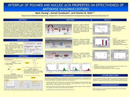 INTERPLAY OF POLYMER AND NUCLEIC ACID PROPERTIES ON EFFECTIVENESS OF ANTISENSE OLIGONUCLEOTIDES Antisense oligonucleotides present a potentially powerful.