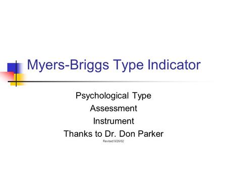 Myers-Briggs Type Indicator