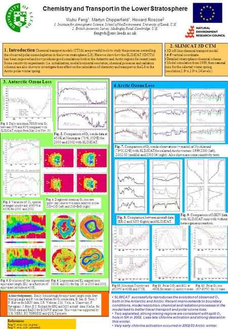 Chemistry and Transport in the Lower Stratosphere Wuhu Feng 1, Martyn Chipperfield 1, Howard Roscoe 2 1. Institute for Atmospheric Science, School of the.