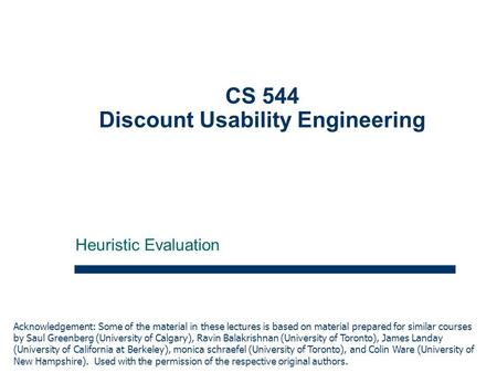 CS 544 Discount Usability Engineering