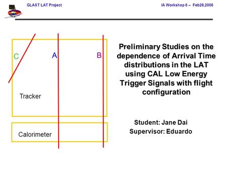 GLAST LAT ProjectIA Workshop 6 – Feb28,2006 Preliminary Studies on the dependence of Arrival Time distributions in the LAT using CAL Low Energy Trigger.