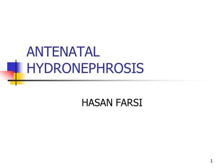 ANTENATAL HYDRONEPHROSIS