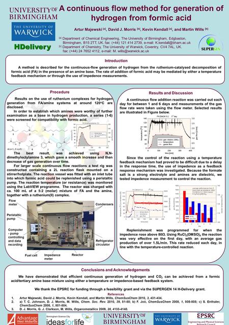 A continuous flow method for generation of hydrogen from formic acid Artur Majewski [a], David J. Morris [b], Kevin Kendall [a], and Martin Wills [b] [a]