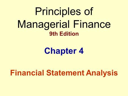 Principles of Managerial Finance 9th Edition