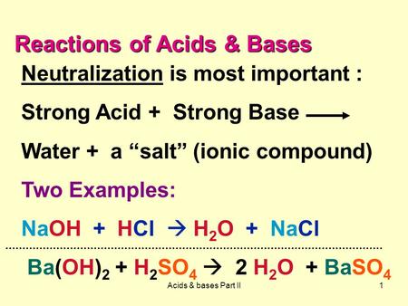 Reactions of Acids & Bases