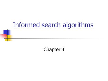 Informed search algorithms