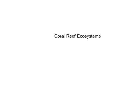 Coral Reef Ecosystems. Our classical view of any ecosystem Seen as systems which transform energy and process organic matter Primary producers Primary.