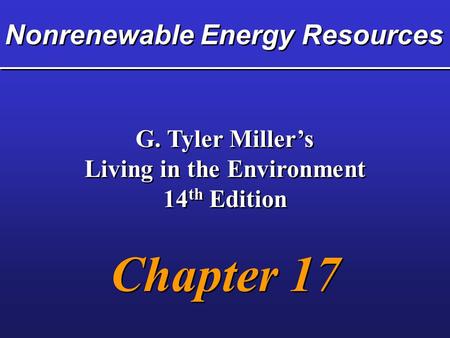 Nonrenewable Energy Resources