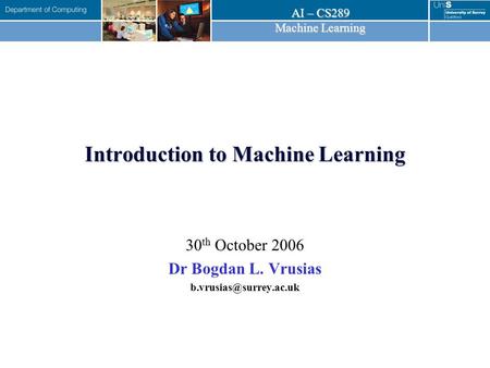 Introduction to Machine Learning