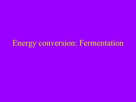 Energy conversion: Fermentation. Announcements -No quiz during next week lab. session -Write an informal summary about today lab. I will discus this at.