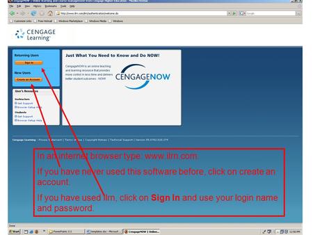 In an internet browser type: www.ilrn.com. If you have never used this software before, click on create an account. If you have used ilrn, click on Sign.