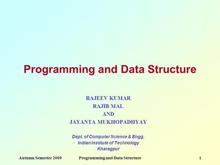 Programming and Data Structure