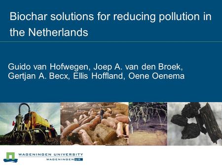 Biochar solutions for reducing pollution in the Netherlands Guido van Hofwegen, Joep A. van den Broek, Gertjan A. Becx, Ellis Hoffland, Oene Oenema.