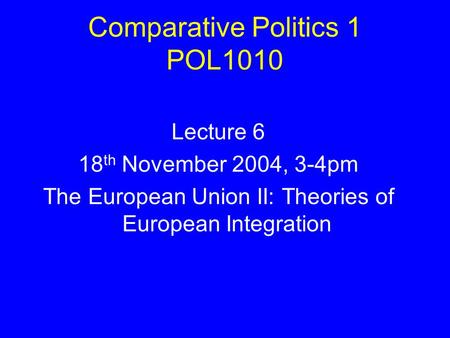 Comparative Politics 1 POL1010