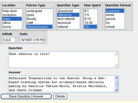 Goal and Plan Goal: Convince you to record details of all your reference transactions Plan: 1. Show you how easy it is to do this 2. Describe benefits.