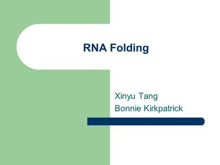 RNA Folding Xinyu Tang Bonnie Kirkpatrick. Overview Introduction to RNA Previous Work Problem Hofacker ’ s Paper Chen and Dill ’ s Paper Modeling RNA.