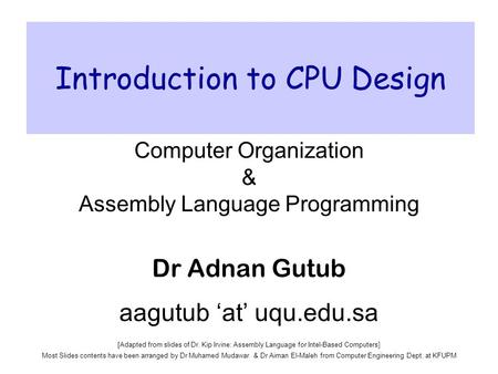 Introduction to CPU Design