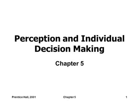 Perception and Individual Decision Making