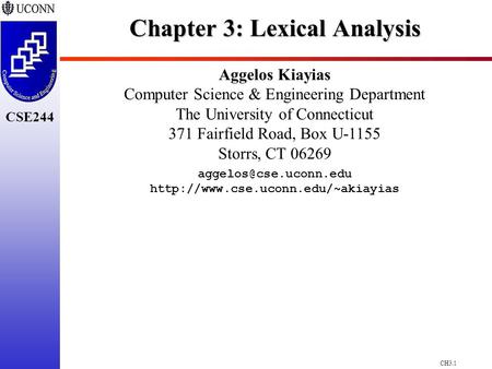 Chapter 3: Lexical Analysis