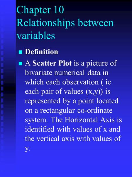 Chapter 10 Relationships between variables