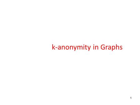 K-anonymity in Graphs.