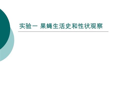 实验一 果蝇生活史和性状观察.