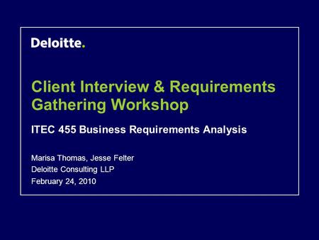 Client Interview & Requirements Gathering Workshop