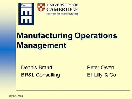 Manufacturing Operations Management