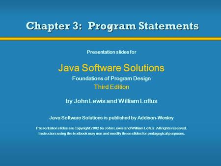 Chapter 3: Program Statements