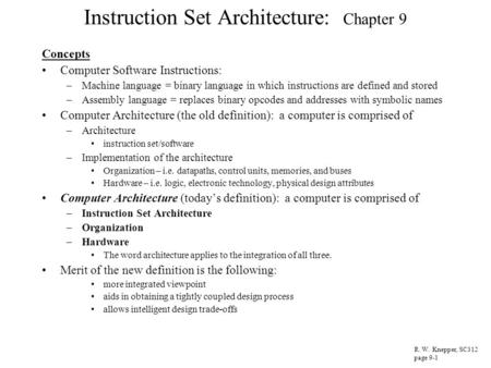 Instruction Set Architecture: Chapter 9