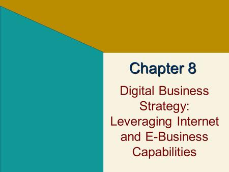 Chapter 8 Digital Business Strategy: Leveraging Internet and E-Business Capabilities.