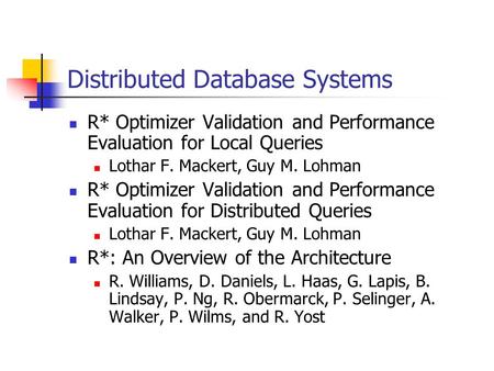 Distributed Database Systems