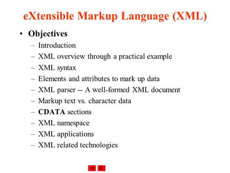 eXtensible Markup Language (XML)