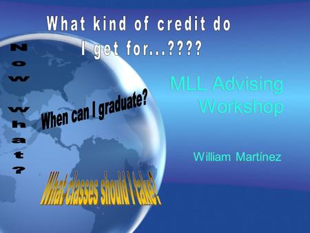 MLL Advising Workshop William Martínez. The Role of the Advisor Help with curriculum University and/or department rules and regulations Special petitions.