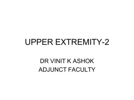 DR VINIT K ASHOK ADJUNCT FACULTY