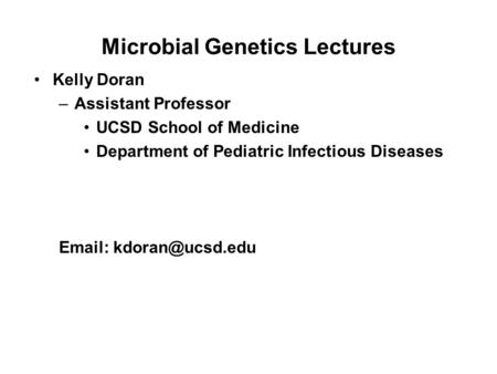 Microbial Genetics Lectures