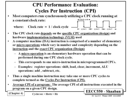 CPU Performance Evaluation: Cycles Per Instruction (CPI)