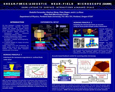 Rodolfo Fernandez, Xiaohua Wang, Peter Rogen, and A. La Rosa Near-field Microscopy Group Department of Physics, Portland State University, P.O. Box 751;