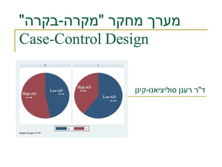 מערך מחקר  מקרה - בקרה  Case-Control Design High AD Low AD High AD ד  ר רענן סוליציאנו - קינן.