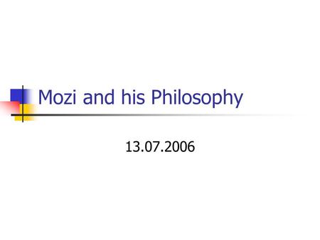 Mozi and his Philosophy