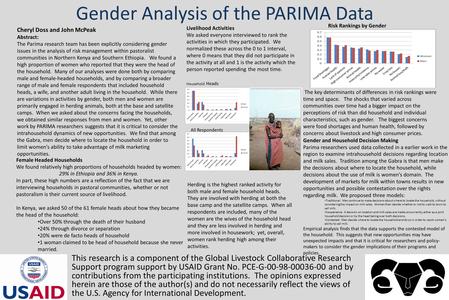 This research is a component of the Global Livestock Collaborative Research Support program support by USAID Grant No. PCE-G-00-98-00036-00 and by contributions.