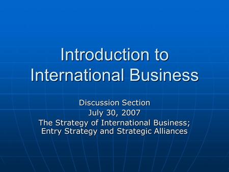 Introduction to International Business