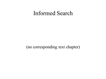 Informed Search (no corresponding text chapter). Recall: Wanted  An algorithm and associated data structure(s) that can: 1) Solve an arbitrary 8-puzzle.