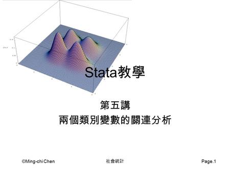 Stata教學 第五講 兩個類別變數的關連分析 ©Ming-chi Chen 社會統計.